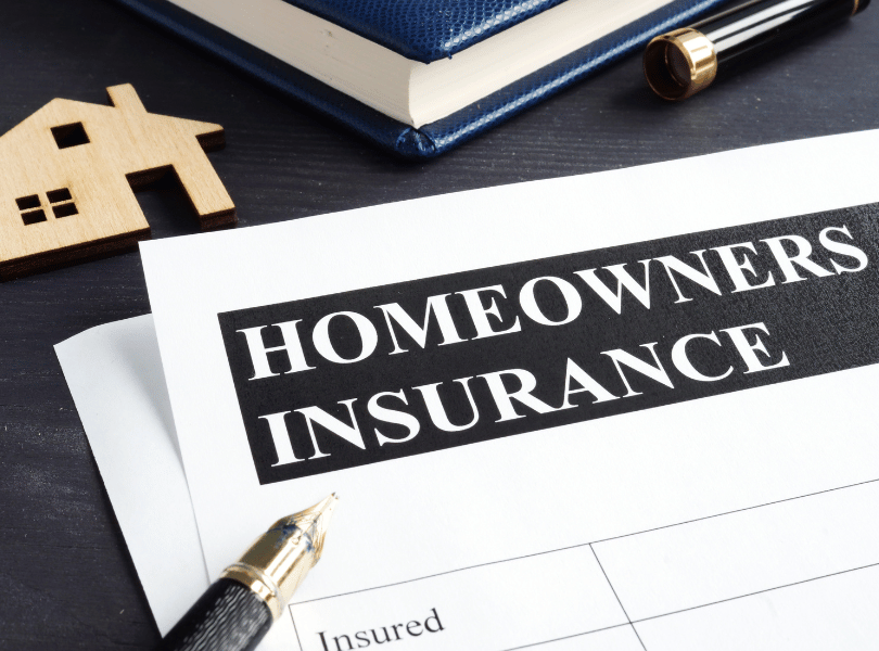 Homeowners insurance policy sitting on a desk